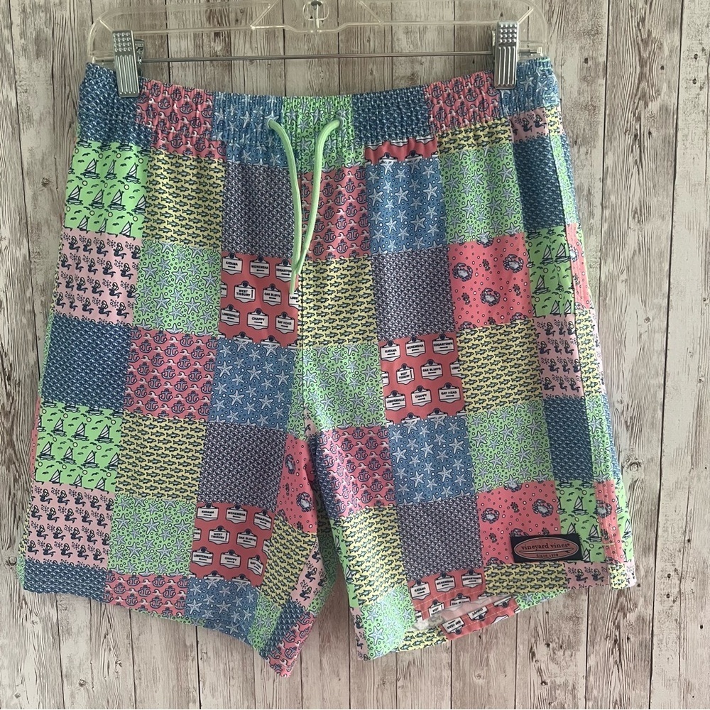 Vineyard Vines Multicolor Patchwork Swim Shorts Preppy Boys XL